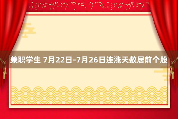 兼职学生 7月22日-7月26日连涨天数居前个股