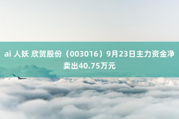 ai 人妖 欣贺股份（003016）9月23日主力资金净卖出40.75万元