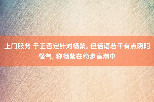 上门服务 于正否定针对杨紫， 但话语若干有点阴阳怪气， 称杨紫在稳步高潮中