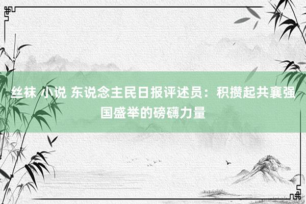 丝袜 小说 东说念主民日报评述员：积攒起共襄强国盛举的磅礴力量