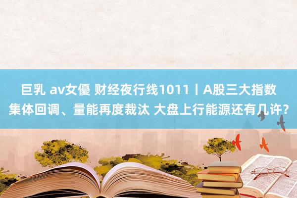 巨乳 av女優 财经夜行线1011丨A股三大指数集体回调、量能再度裁汰 大盘上行能源还有几许？