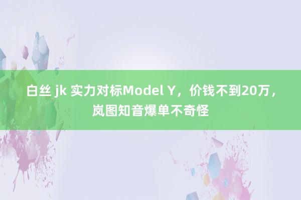 白丝 jk 实力对标Model Y，价钱不到20万，岚图知音爆单不奇怪