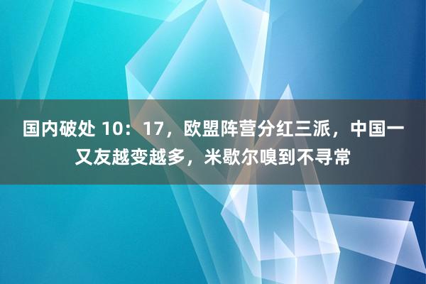 国内破处 10：17，欧盟阵营分红三派，中国一又友越变越多，米歇尔嗅到不寻常