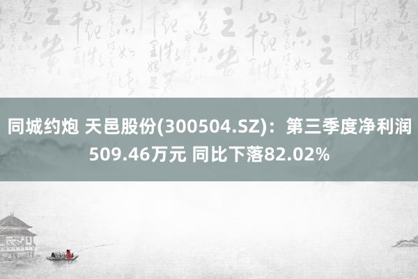 同城约炮 天邑股份(300504.SZ)：第三季度净利润509.46万元 同比下落82.02%