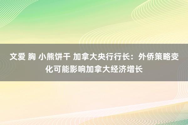 文爱 胸 小熊饼干 加拿大央行行长：外侨策略变化可能影响加拿大经济增长