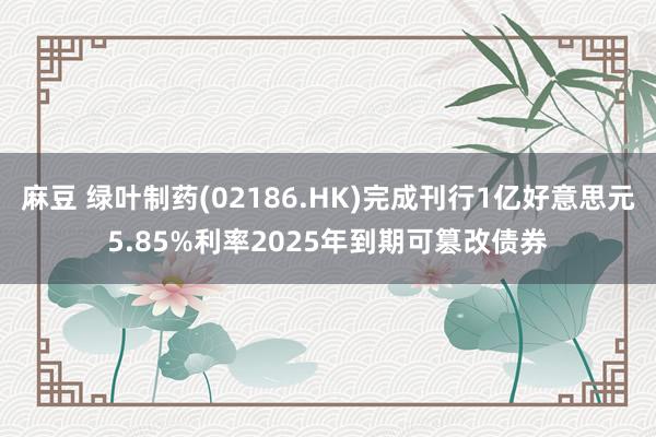 麻豆 绿叶制药(02186.HK)完成刊行1亿好意思元5.85%利率2025年到期可篡改债券