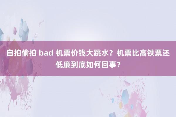 自拍偷拍 bad 机票价钱大跳水？机票比高铁票还低廉到底如何回事？