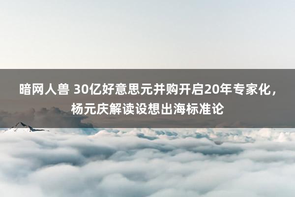 暗网人兽 30亿好意思元并购开启20年专家化，杨元庆解读设想出海标准论