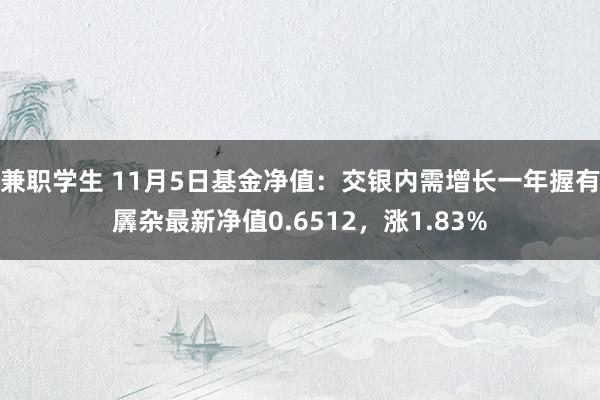 兼职学生 11月5日基金净值：交银内需增长一年握有羼杂最新净值0.6512，涨1.83%