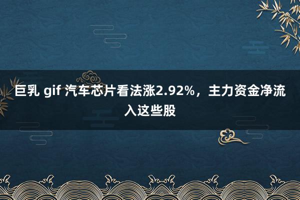 巨乳 gif 汽车芯片看法涨2.92%，主力资金净流入这些股