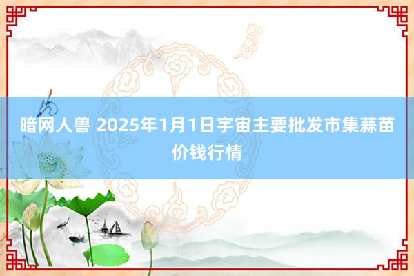 暗网人兽 2025年1月1日宇宙主要批发市集蒜苗价钱行情