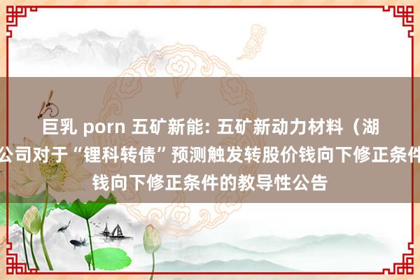 巨乳 porn 五矿新能: 五矿新动力材料（湖南）股份有限公司对于“锂科转债”预测触发转股价钱向下修正条件的教导性公告