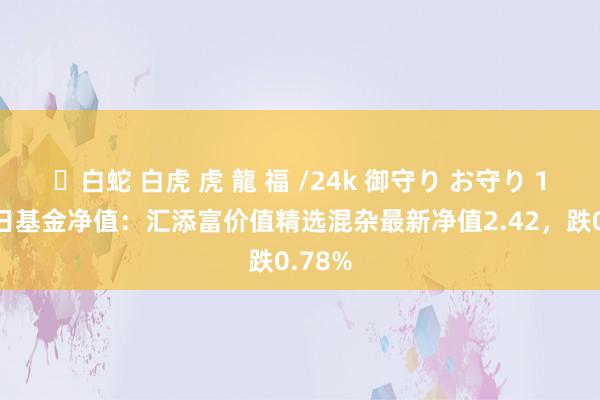 ✨白蛇 白虎 虎 龍 福 /24k 御守り お守り 1月15日基金净值：汇添富价值精选混杂最新净值2.42，跌0.78%